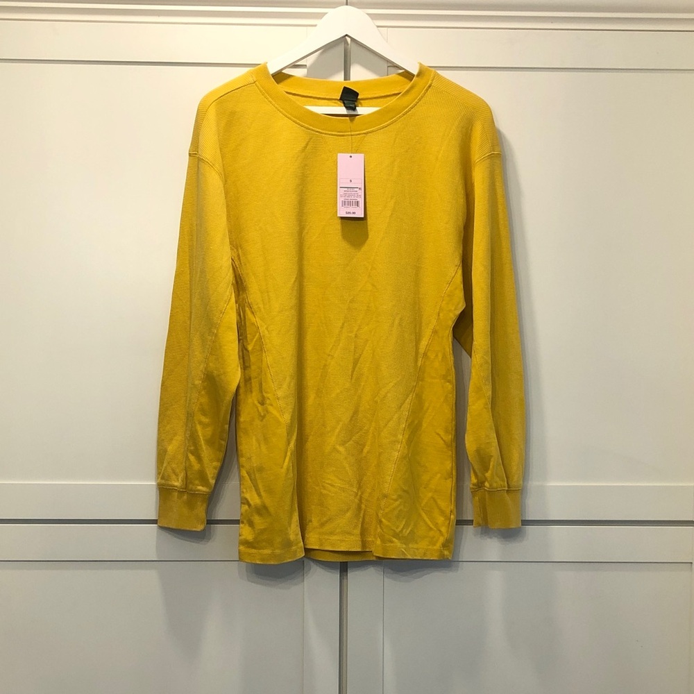 Wild Fable Oversized Bright Yellow Light Weight Waffle Knit Crewneck Pullover